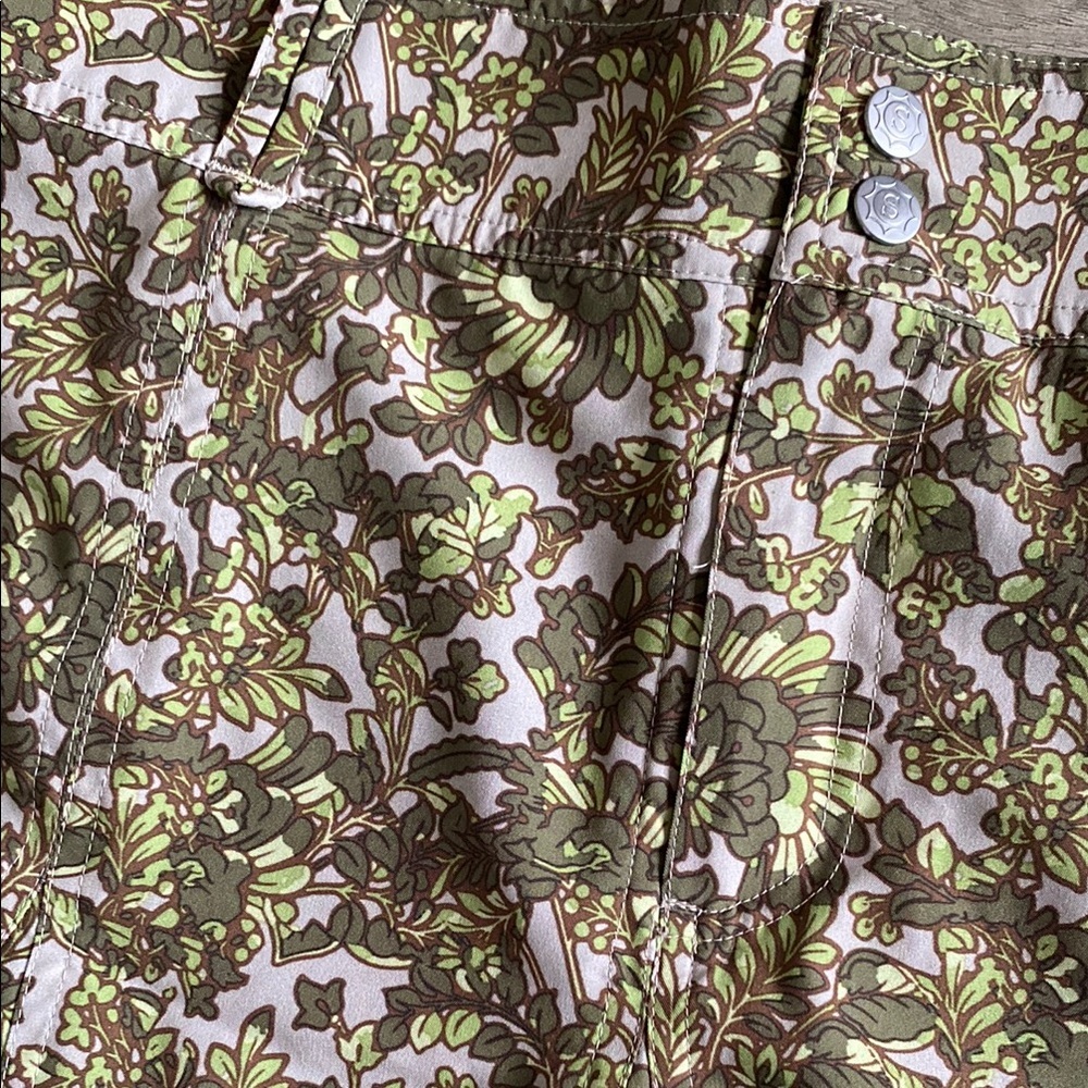 Green and Tan Mini Skater Skirt for Casual Wear D - Picture 2 of 4